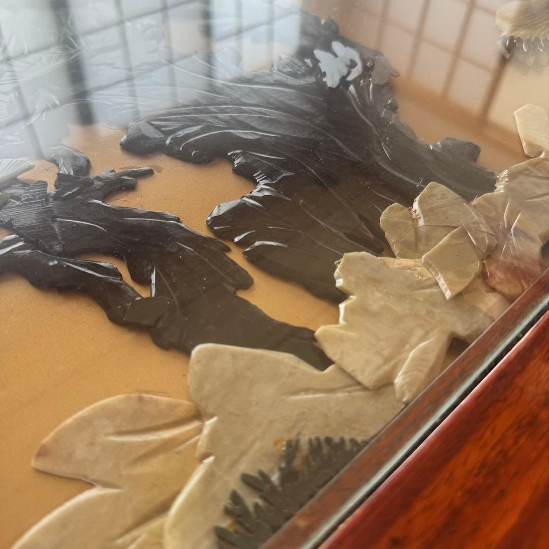 【希少品】骨董 アンティーク 松鶴ガラストップ座卓