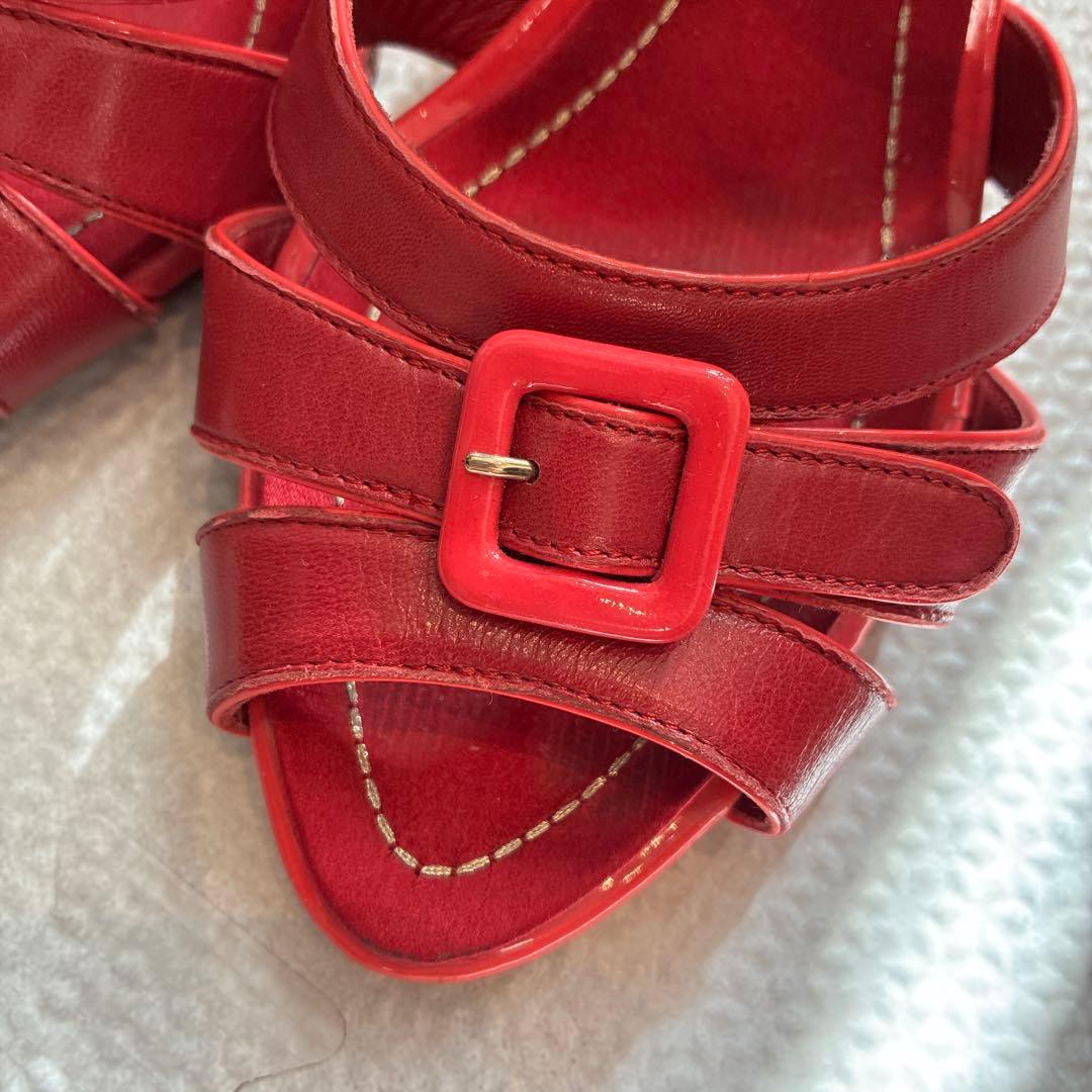 美品　Christian Dior レッド ストラップサンダル