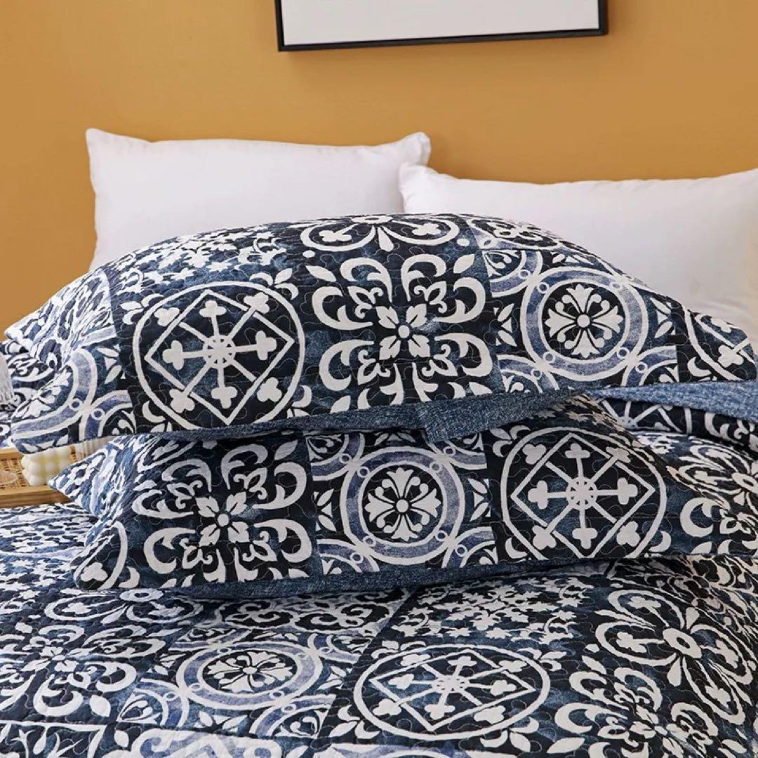 キルトベッドカバー3点セット綿マルチカバー キルティング 823