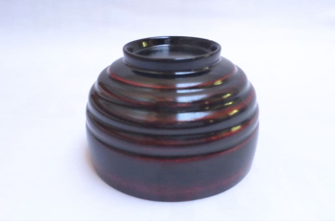 三筋まり椀/曙 天然木 高級美術漆器 うるし塗装 黒と赤の汁椀5個セット