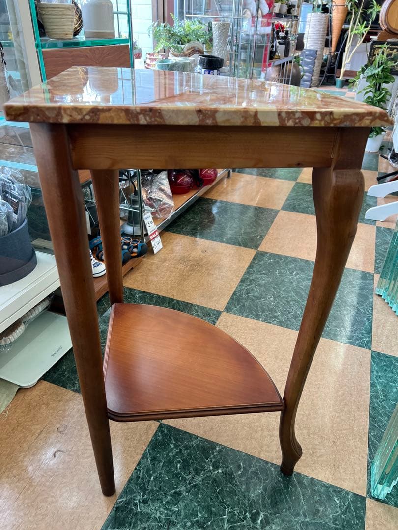 【地域限定無料配送】大理石の天板が美しいイタリア製のコーナーコンソールテーブル