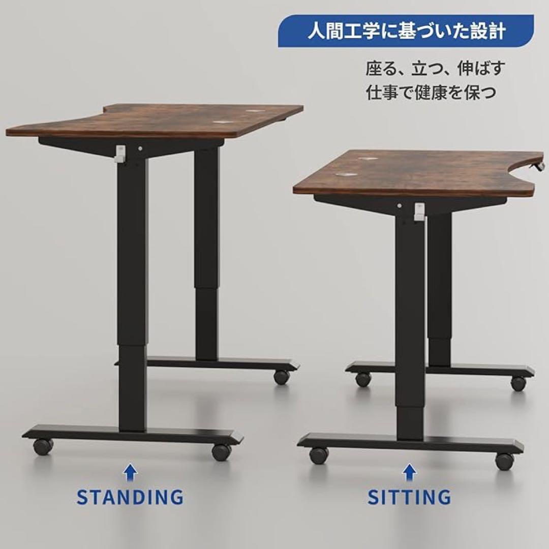電動昇降式スタンディングデスク幅140奥76ゲーミングメモリー機能高69-115