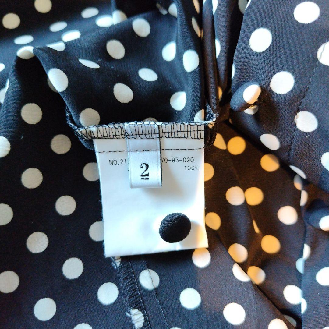 極美品 LOULOU WILLOUGHBY デシンドットフリルボウタイブラウス黒