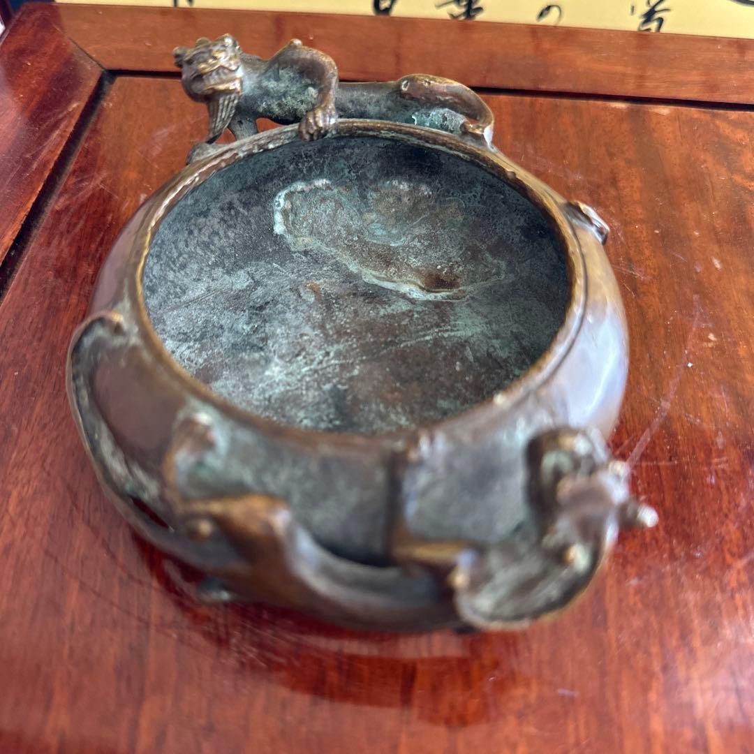 骨董品　中国美術　古美術　古銅　民国名家　呉艶佐造 双螭龙香炉