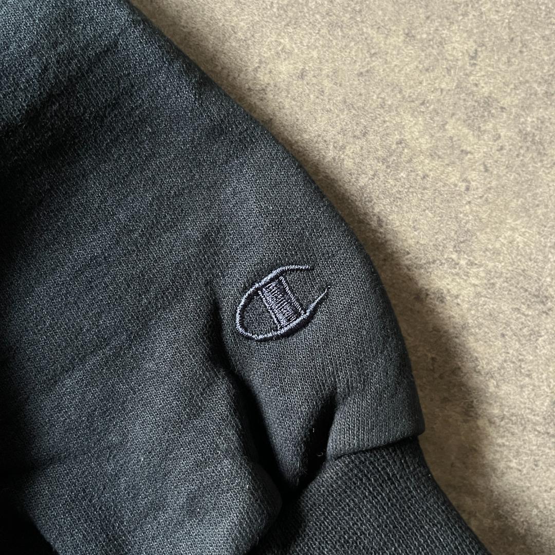 00s Champion 無地スウェット 刺繍ロゴ 黒 XL A442 目なし