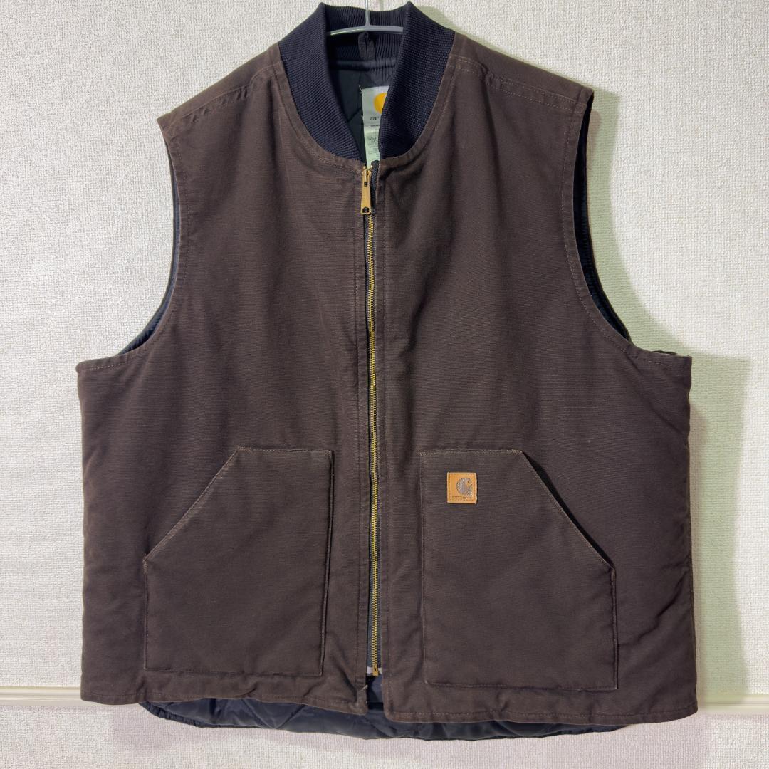 カーハート ダックベスト V02 DKB ブラウン 2XL メキシコ製