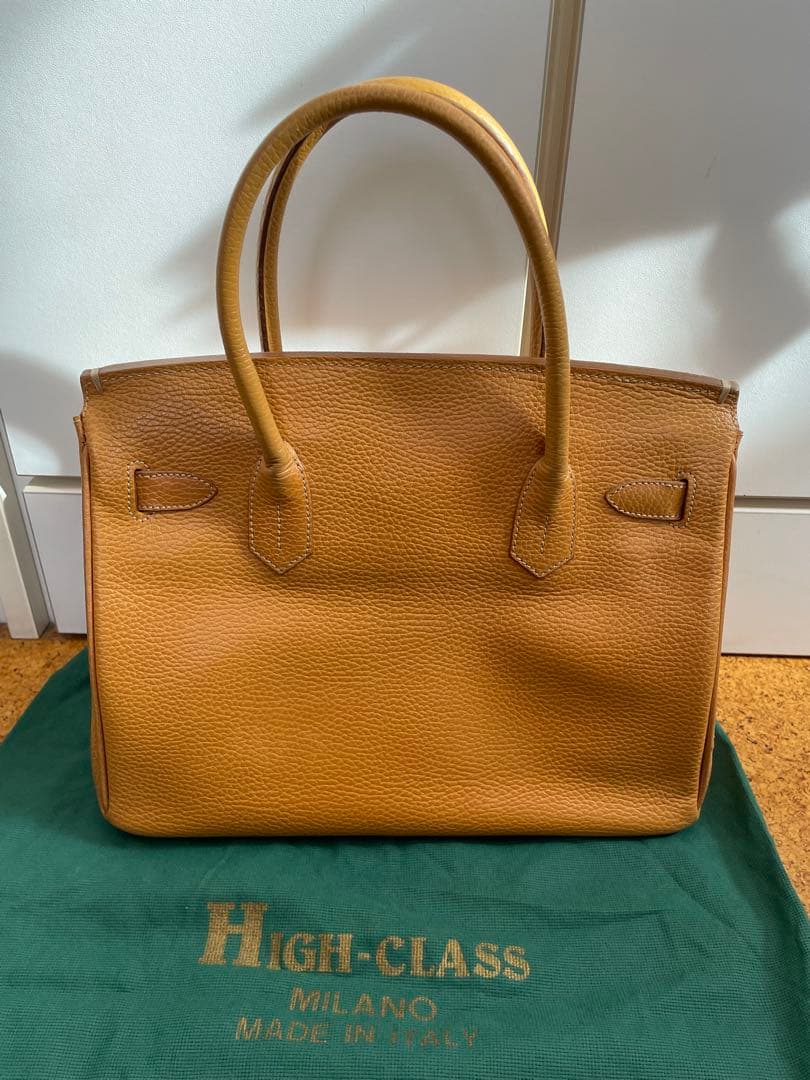 HIGH-CLASS ブラウンレザー ハンドバッグ