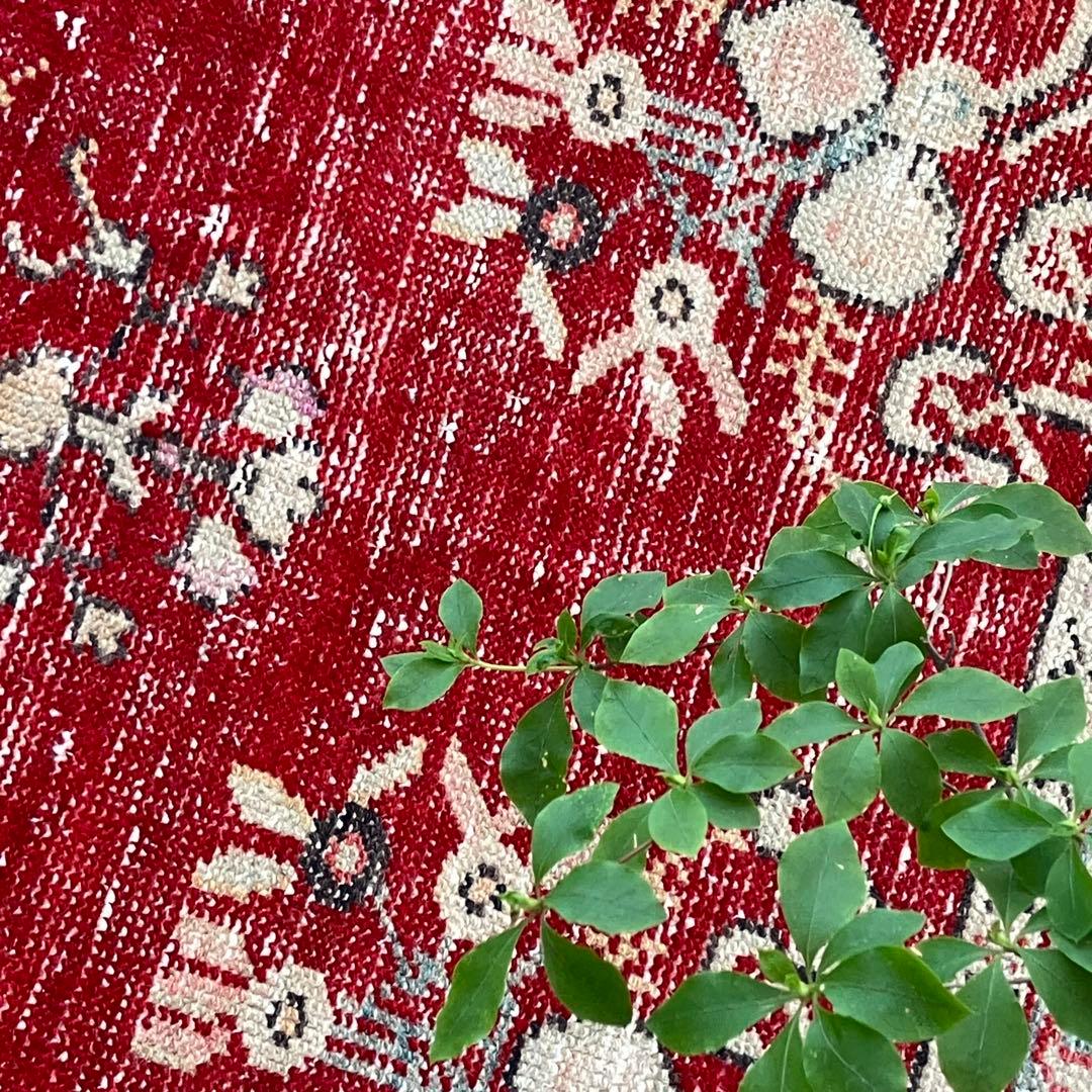 レア貴重✳︎大判　ギュネイラグ　レッド　淡いブルー　ピンク　トルコヴィンテージラグ