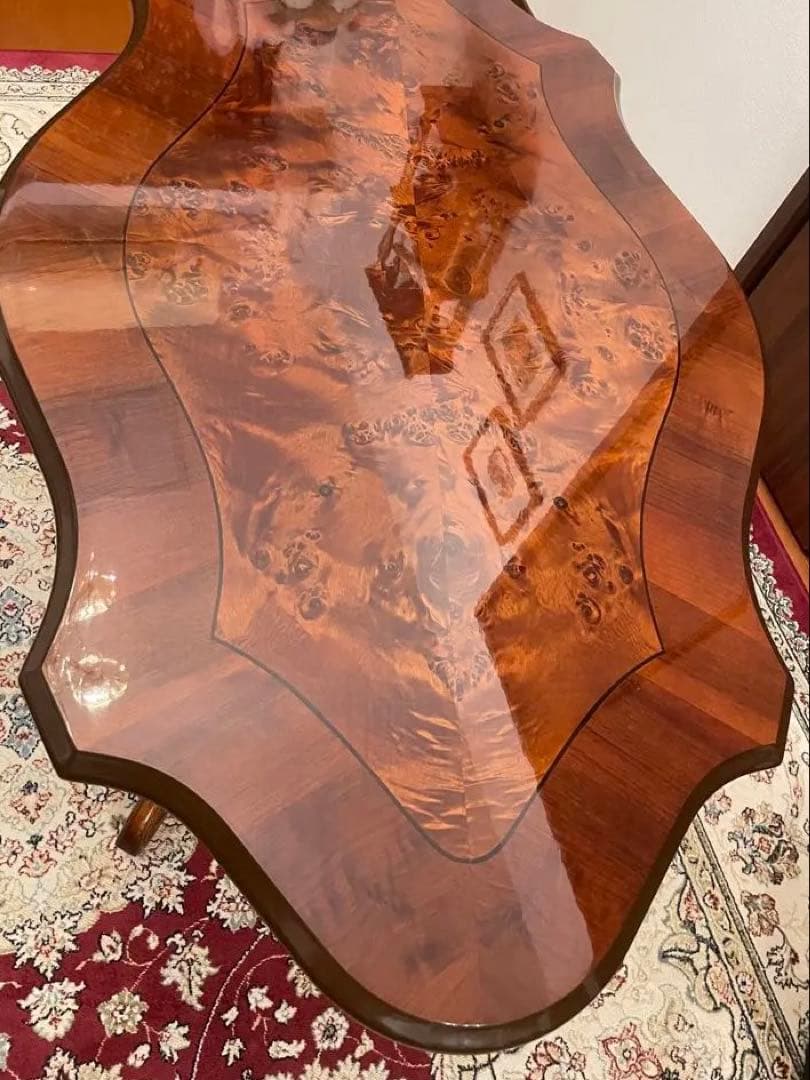 アンティーク　センターテーブル 象嵌テーブル　猫脚