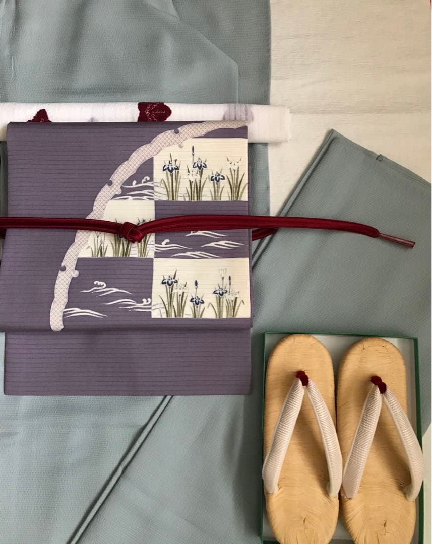 絽に菖蒲の柄の名古屋帯　夏帯　正絹