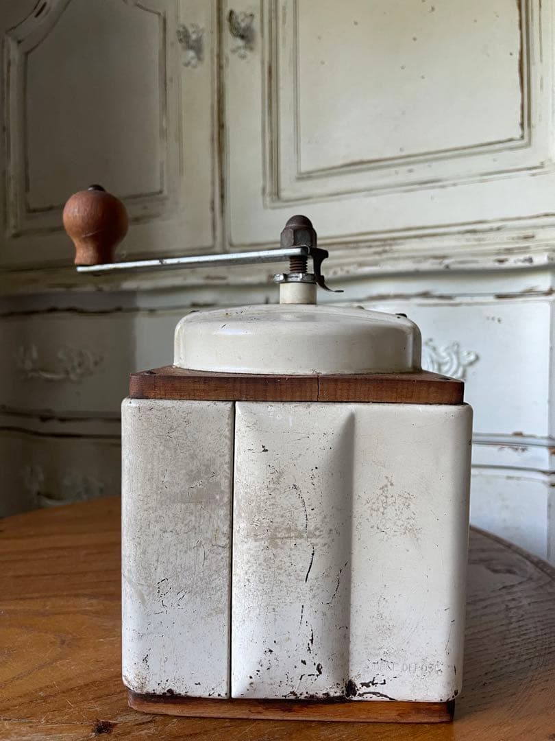 フランス　アンティーク　プジョー　コーヒーミル　アイボリー　グラインダー　メタル