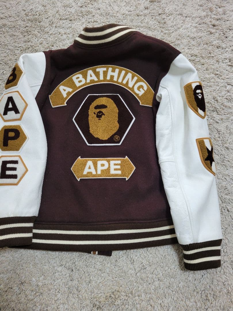 BAPE スタジャン XL ブラウン/ホワイト