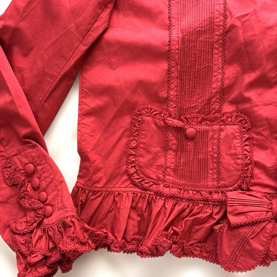 サブちゃん　新品INGEBORGインゲボルグ赤いフリル付き長袖ブラウス