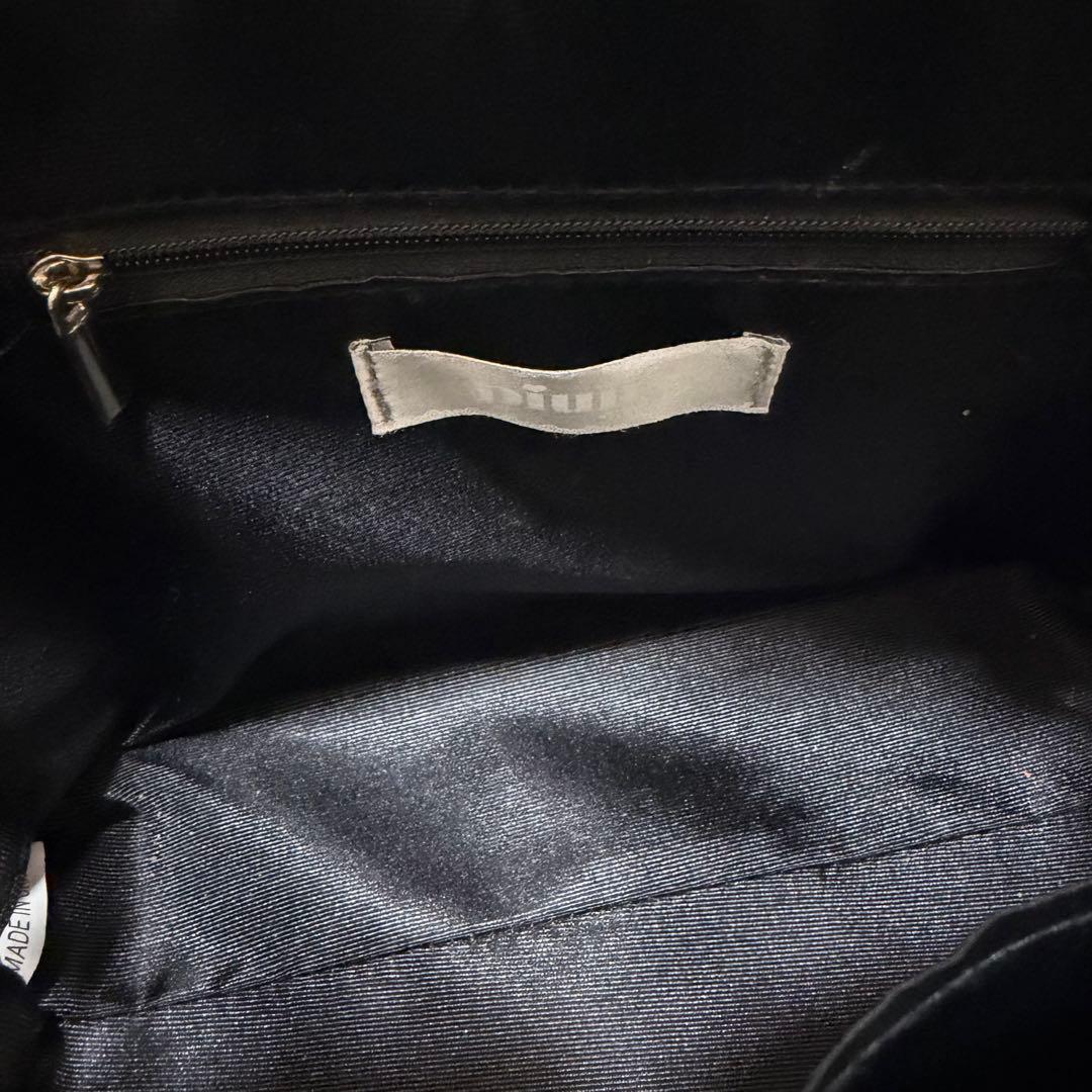 pium ピウム ビジュー付き モノグラムミニバッグ ブラック ベルト付き