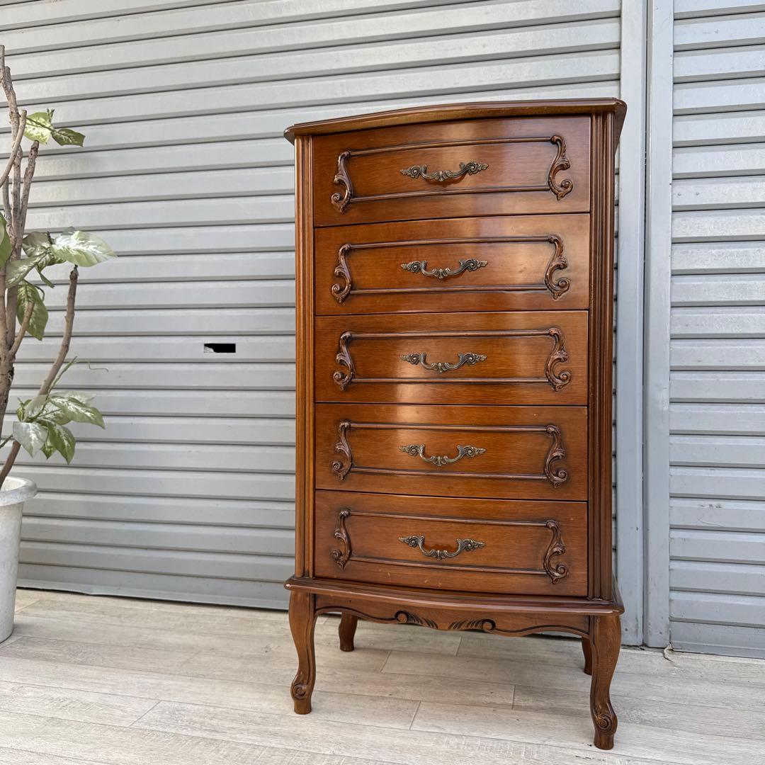 イタリア製 猫脚 5段チェスト 高級家具