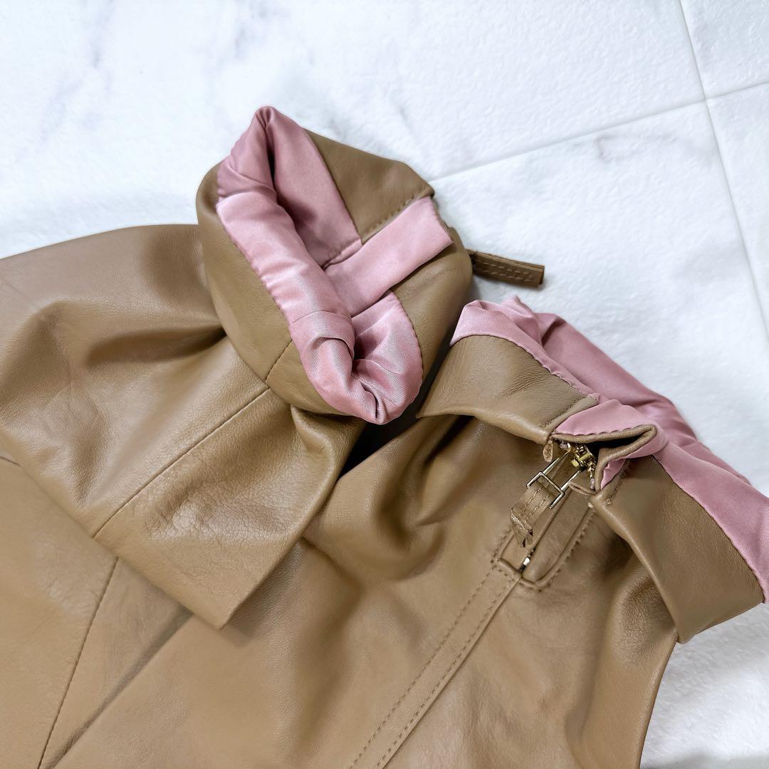 ローズティアラ 超美品　ラムレザー　ライダースジャケット　46サイズ　ブルゾン