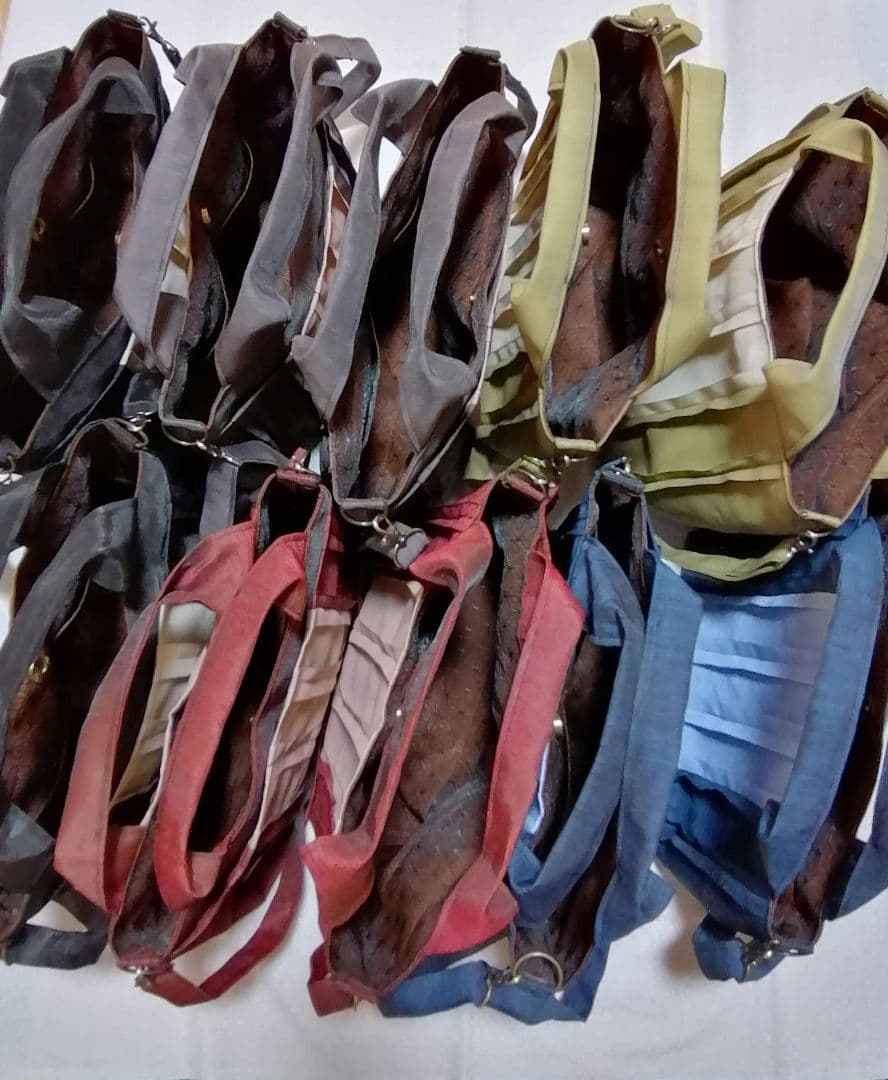 畳へり　トートバッグ　紺×ブルー　外側ポケット＆ショルダー紐つき　ほか