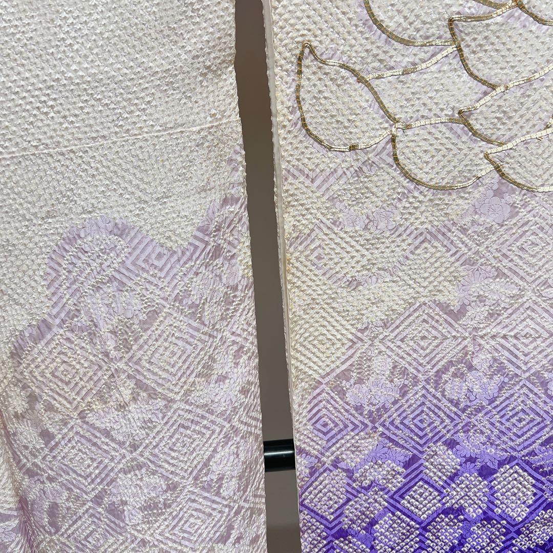 振袖　金駒刺繍　総絞り　菊　菱地紋　晴れの日　成人式　着物　013tz