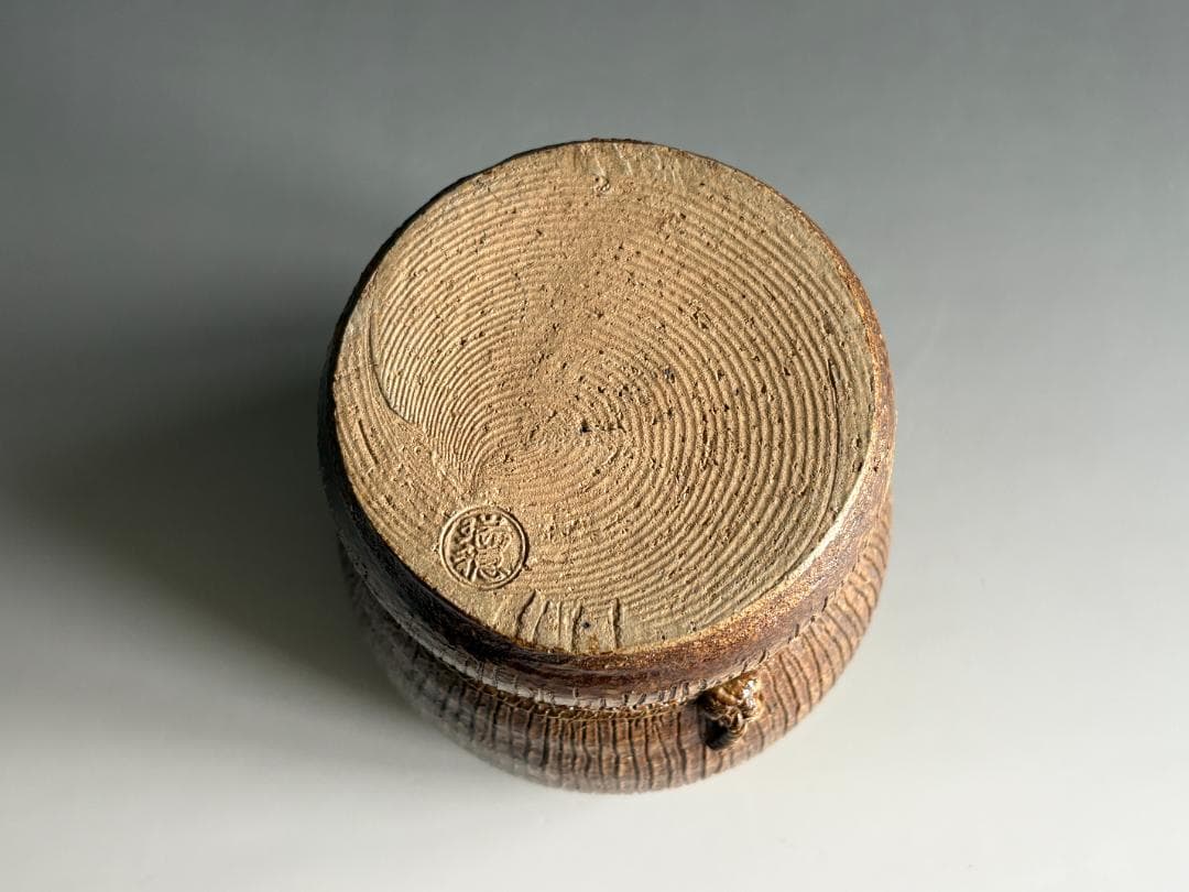 瑞穂釜　楽斎作　結び紫　箪瓢形　水指　尋牛斎書付　茶道具　表千家