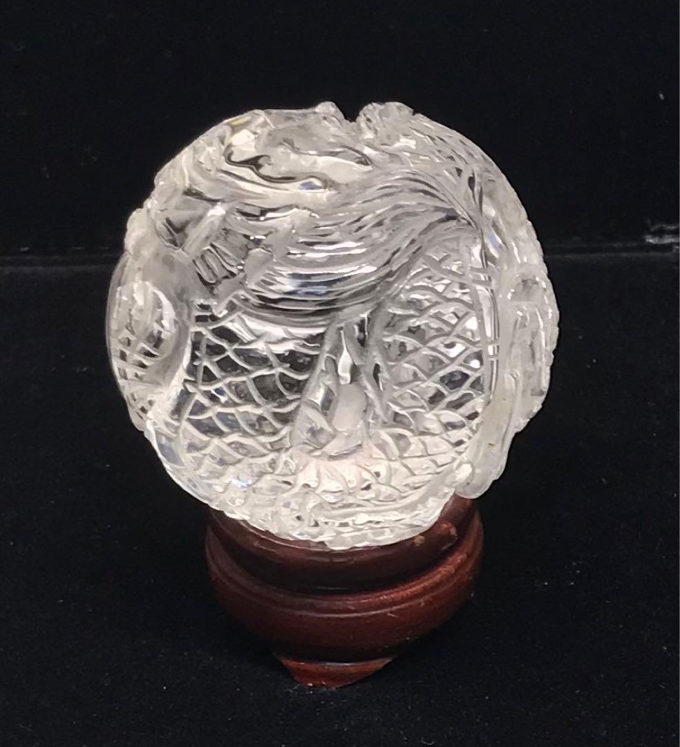 水晶丸玉手彫り龍　50mm