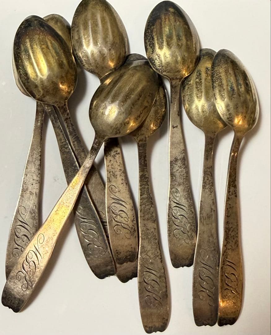 純銀刻印　アンティーク スプーン スターリングシルバー 純銀 8本