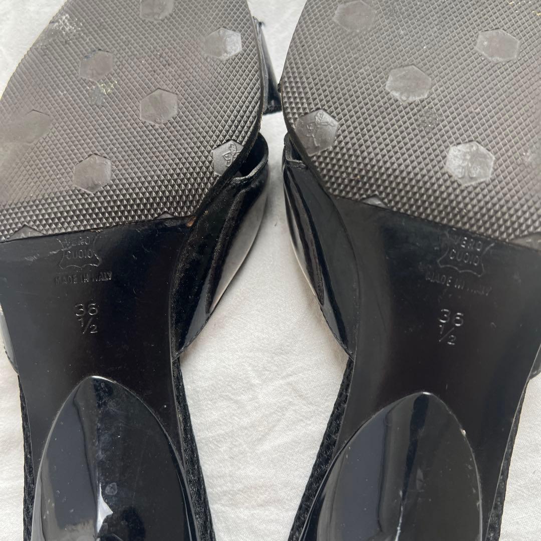 靴 Archive miu miu mesh patent mules black