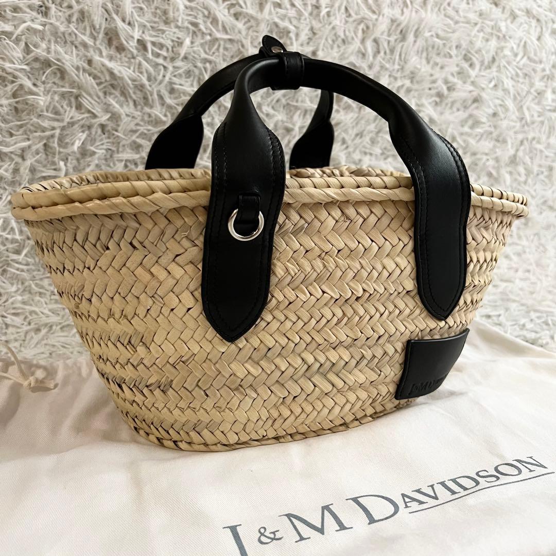 ほぼ未使用 23ss J&M DAVIDSON レザー ブラック かごバッグS