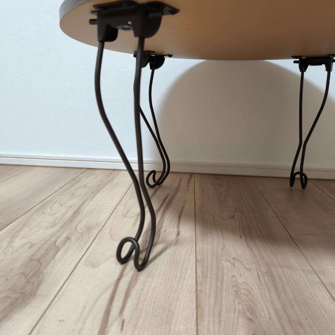 猫足 折りたたみラウンドテーブル ブラウン