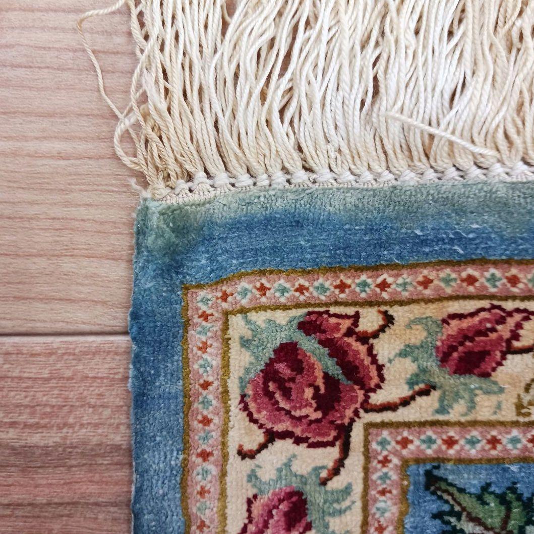 Y3321 ペルシャ絨毯 クム産 工房サイン有 シルク100％ 100万ノット