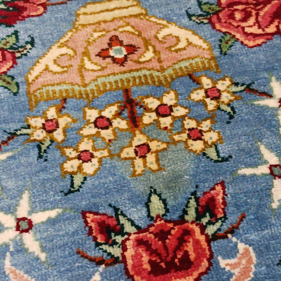 Y3321 ペルシャ絨毯 クム産 工房サイン有 シルク100％ 100万ノット