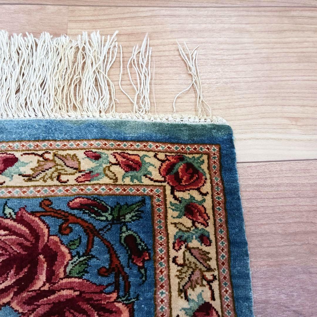 Y3321 ペルシャ絨毯 クム産 工房サイン有 シルク100％ 100万ノット