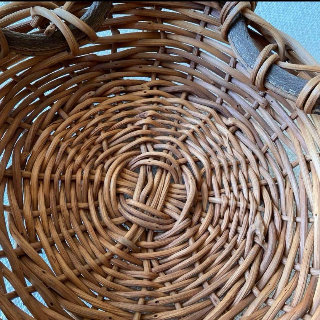 藤蔓 あけび 大籠 古籠 骨董 籠細工 ラタン 大型 フルーツバスケット パン籠