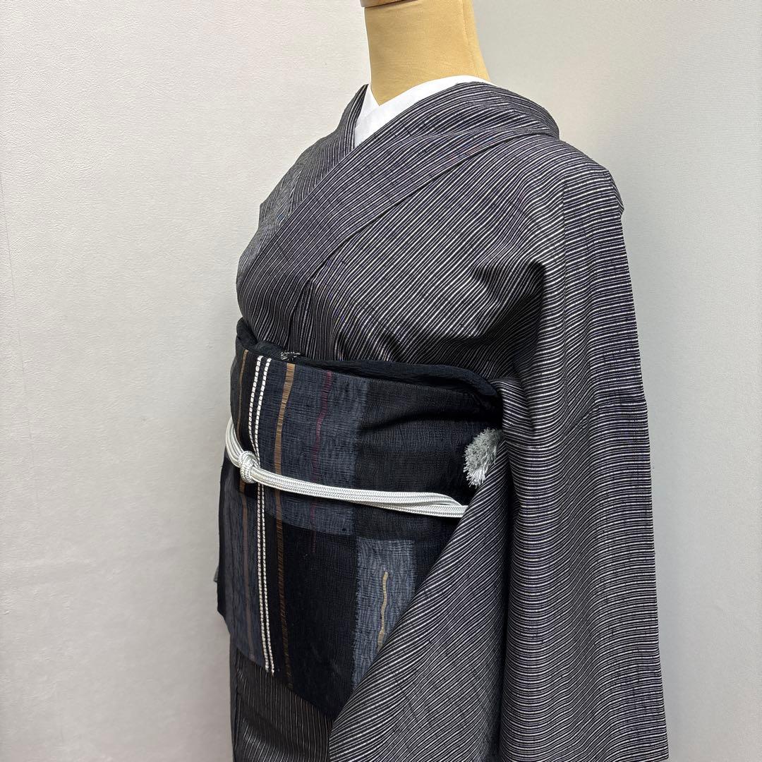 正絹 真綿紬 縞柄