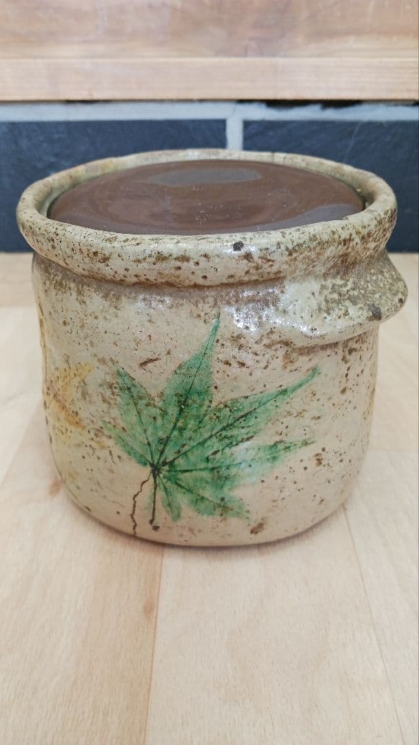 珍品？時代物美濃焼？瀬戸焼？何焼？掻き銘あり水指紅葉図もみじ茶道具江戸期