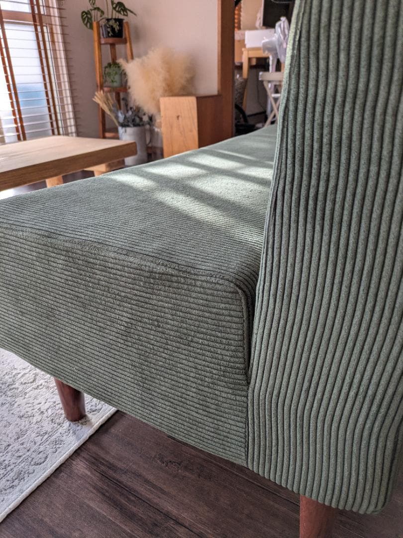 ダイニングソファ RASIK 日本製 2人掛け コーデュロイ モスグリーン