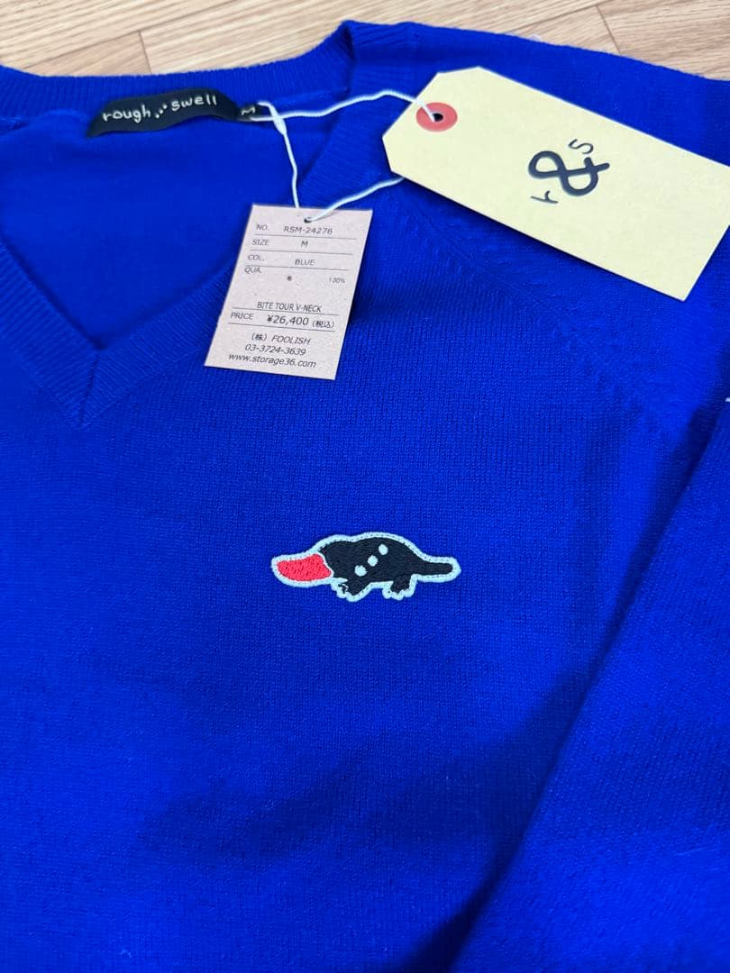 新品正規品ROUGH&SWELL/M】高品質ウール100%Vネックニットセーター