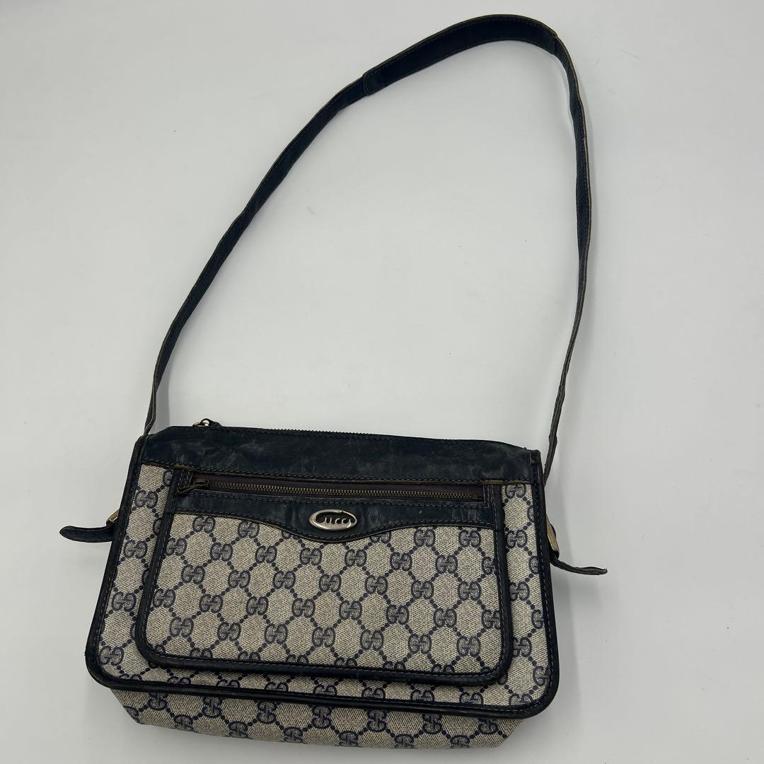GUCCI GGスプリーム ショルダーバッグ PVC ネイビー オールドグッチ