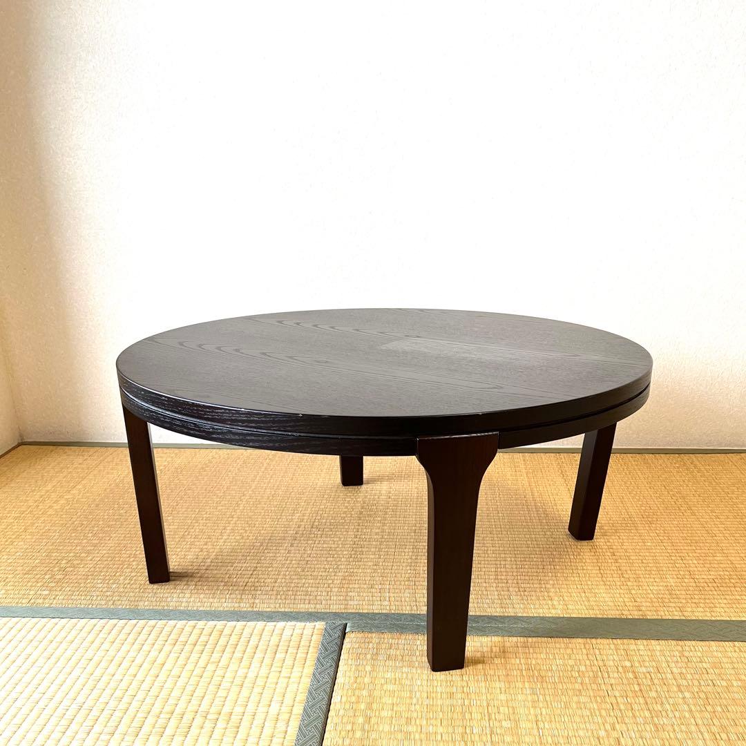 木製アンティーク 円形リビングテーブル ちゃぶ台（直径80cm 高さ35cm）