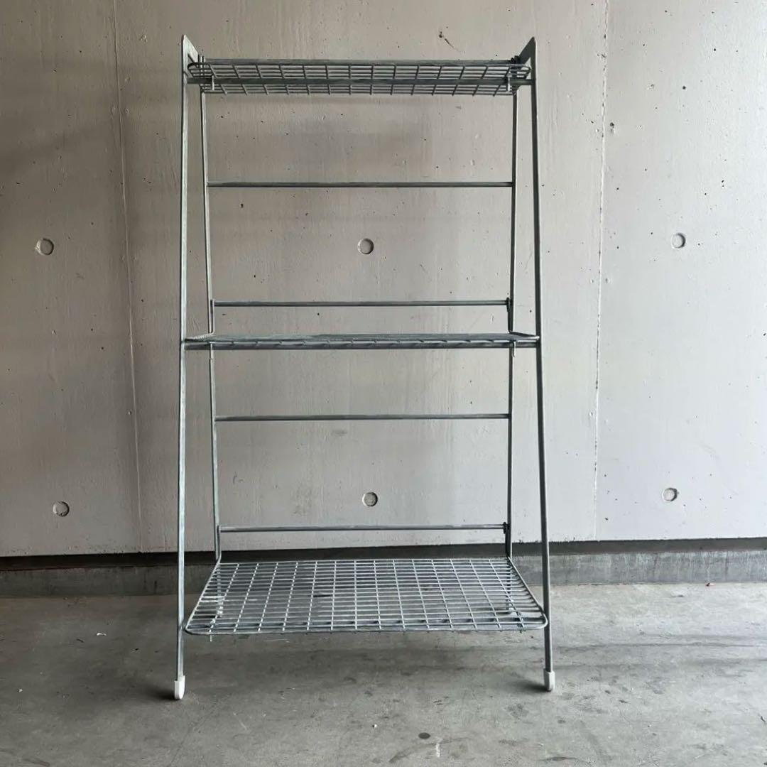 無印★溶融亜鉛ガーデンシェルフ・３段折りたたみ式