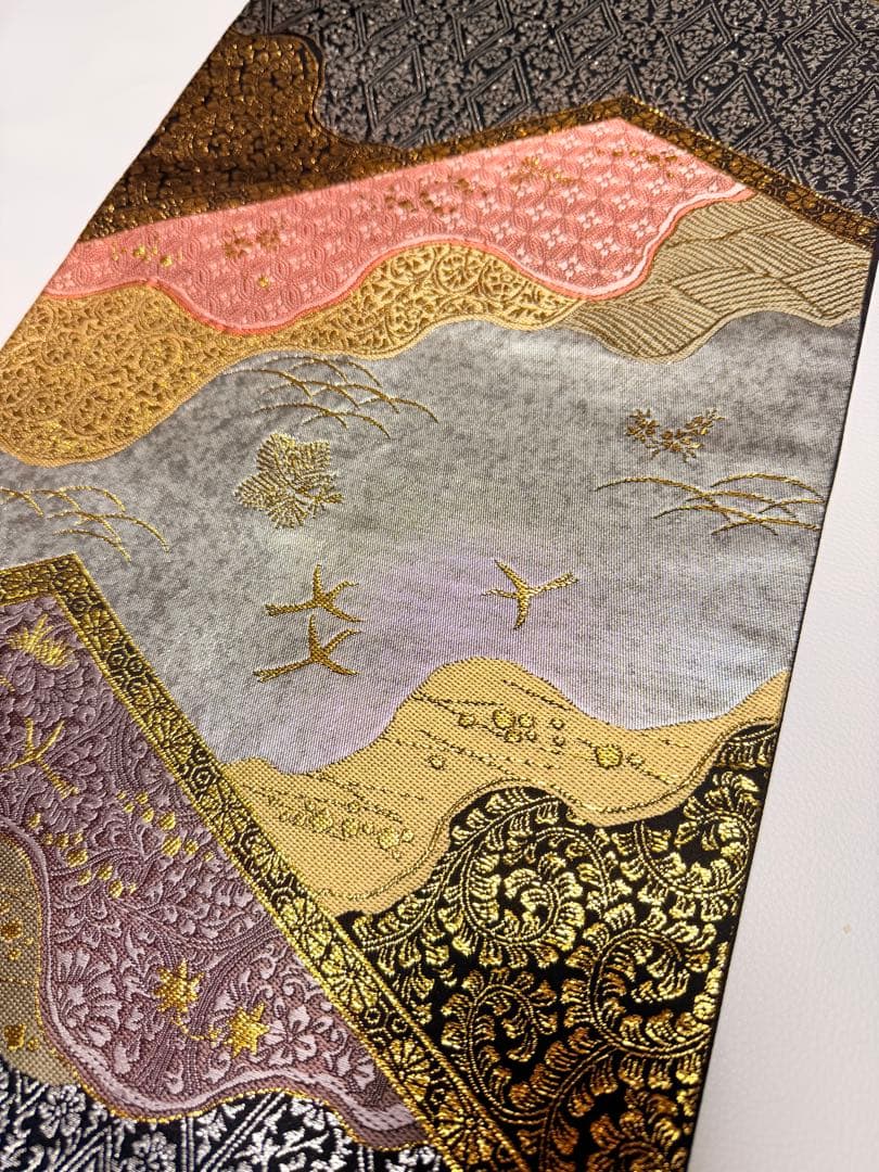 高級 袋帯 正絹 六通柄 ゴールド 金糸使用 フォーマル 訪問着 留袖 色虫