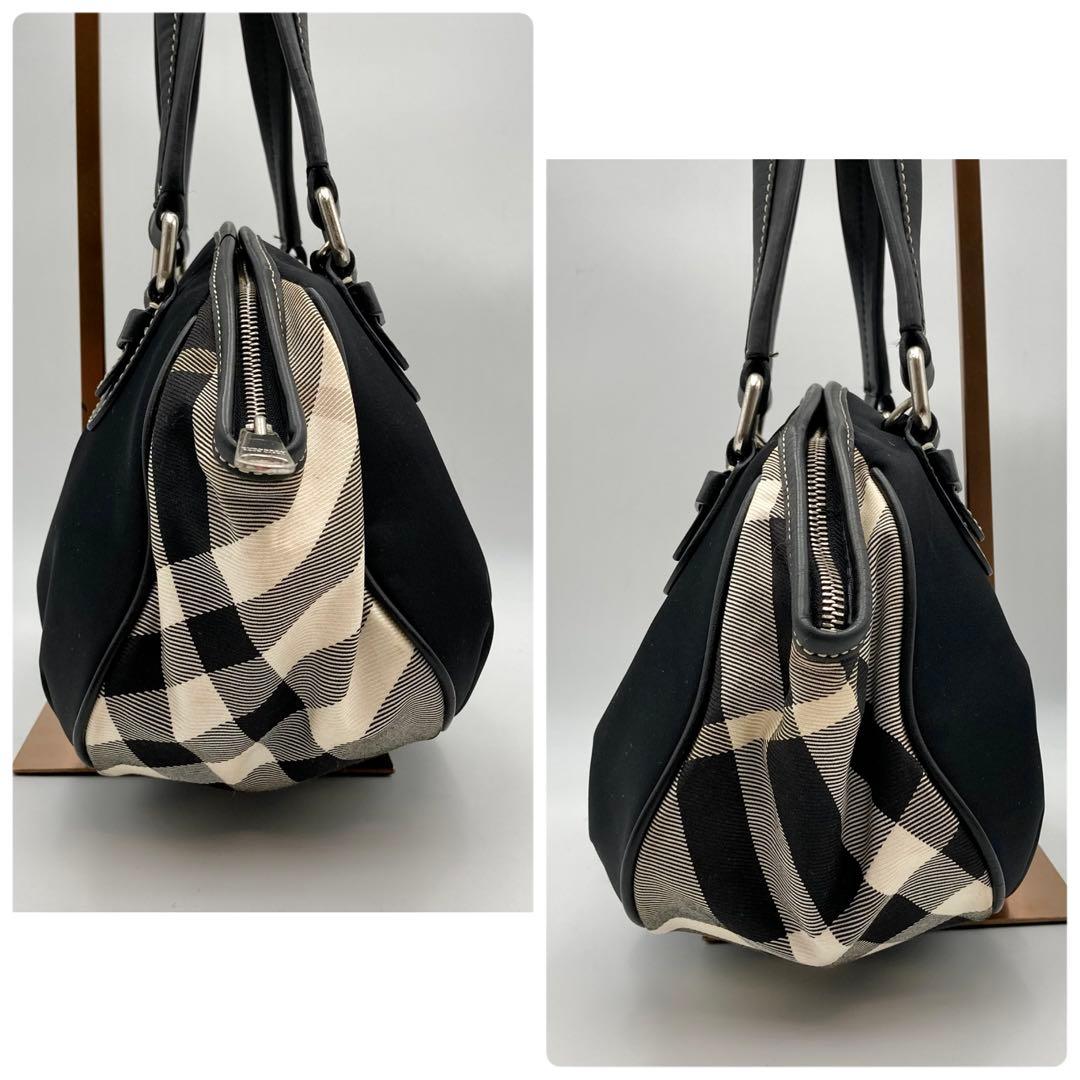 コーラの泡✨ バーバリーブルーレーベル ハンドバッグ 黒×ノバチェック