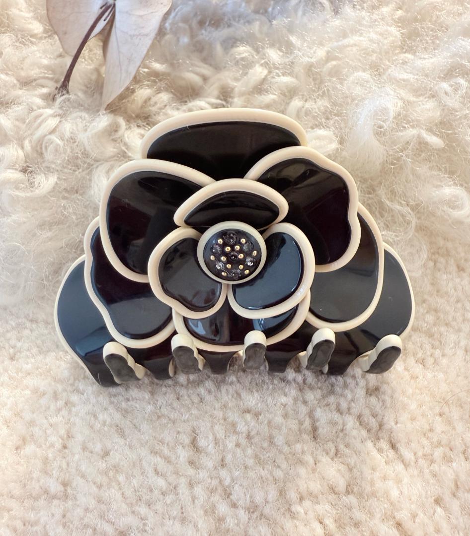 アレクサンドル　ドゥ　パリ　カメリアヘアクリップ　ブラック