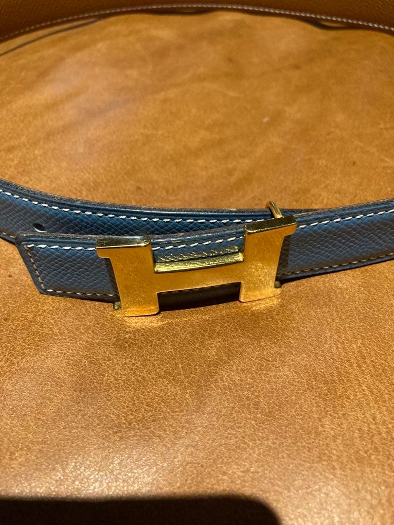 ほぼ新品　エルメス　ベルト　レディース　ブルー　ヴィンテージ　箱付き　付属品