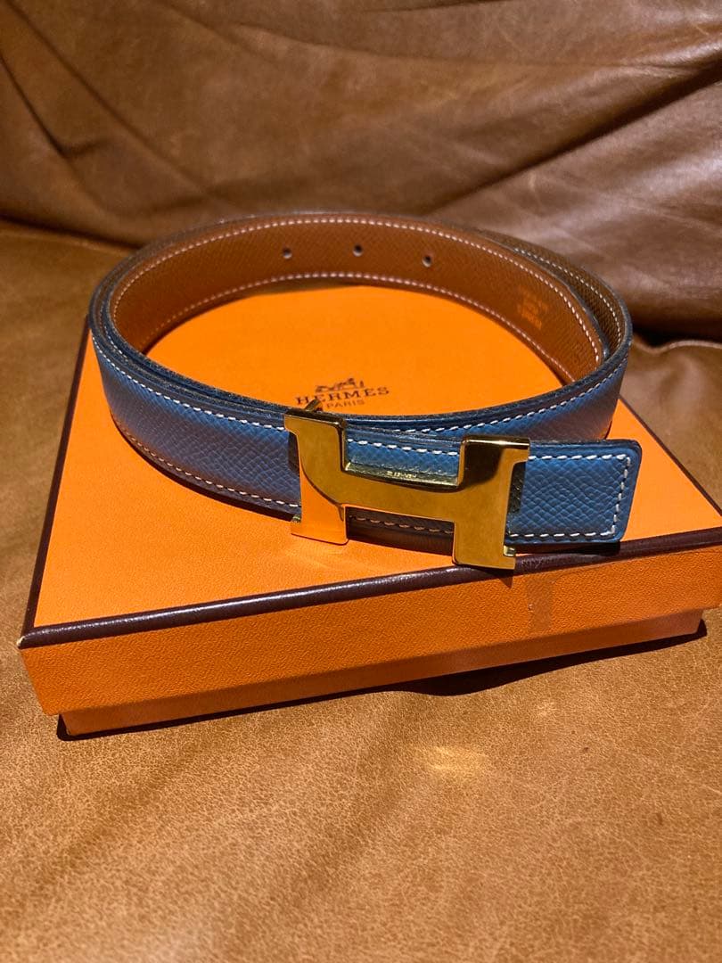 ほぼ新品　エルメス　ベルト　レディース　ブルー　ヴィンテージ　箱付き　付属品