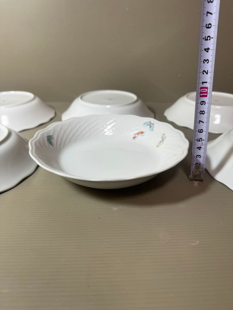 2926深川製磁　蝶文　皿　6客　未使用