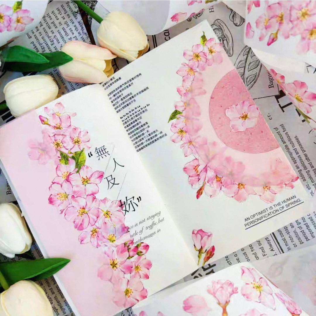 PET 初见 ダイカット加工 5.5cm×5m 海外マスキングテープ　桜