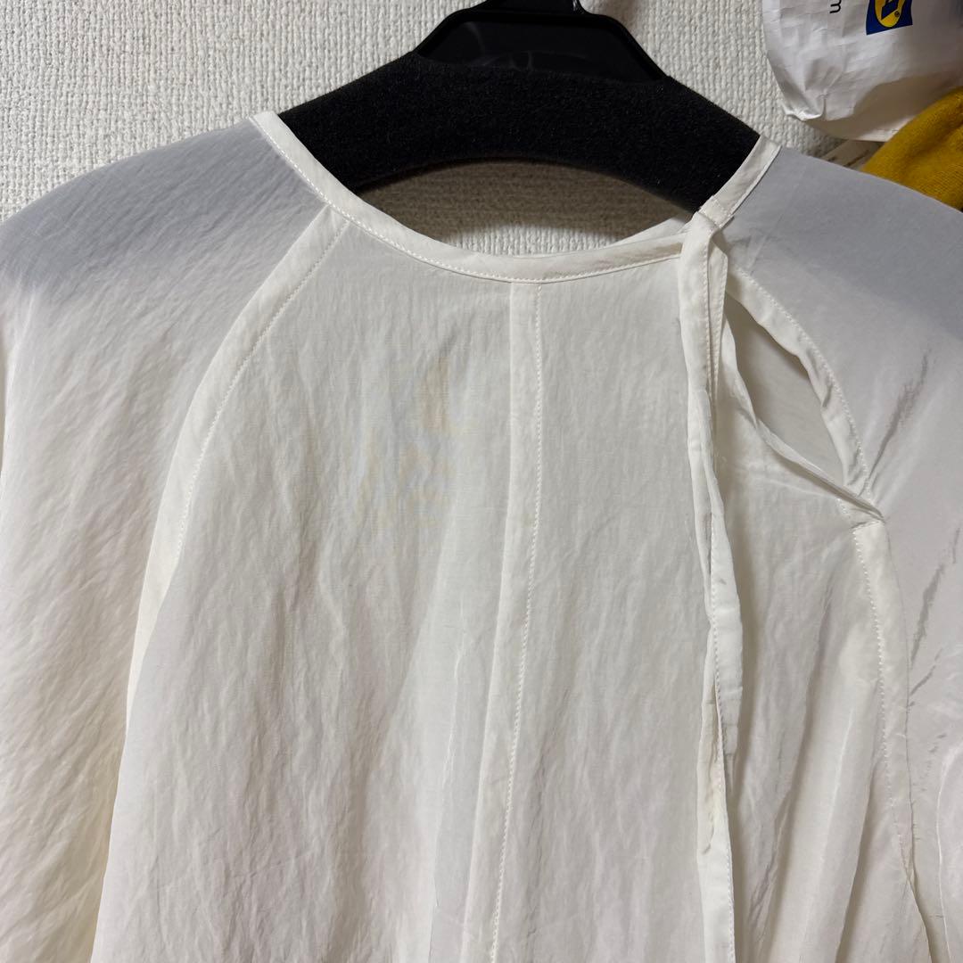 キュプラ リボンタイノーカラーブラウス