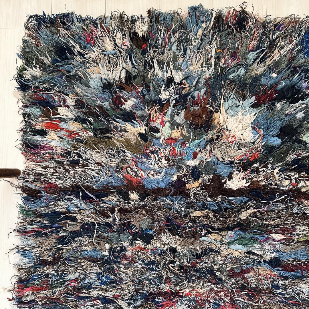 モロッコ製ヴィンテージラグ148 グレー ブルー ピンク パープル ブラウン