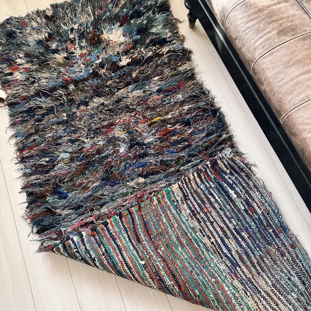 モロッコ製ヴィンテージラグ148 グレー ブルー ピンク パープル ブラウン