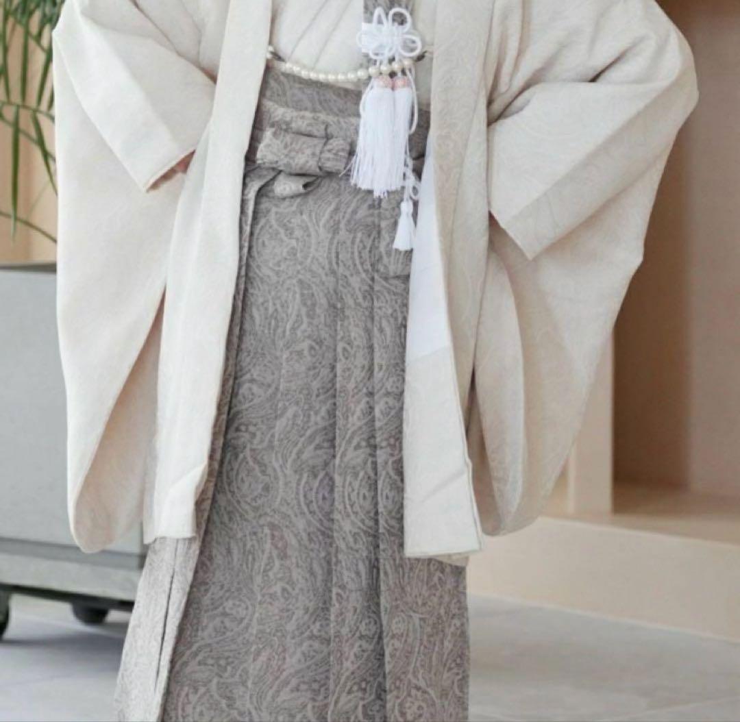 utatane 5歳 七五三 袴　ジャガードペイズリー オフホワイト×ベージュ